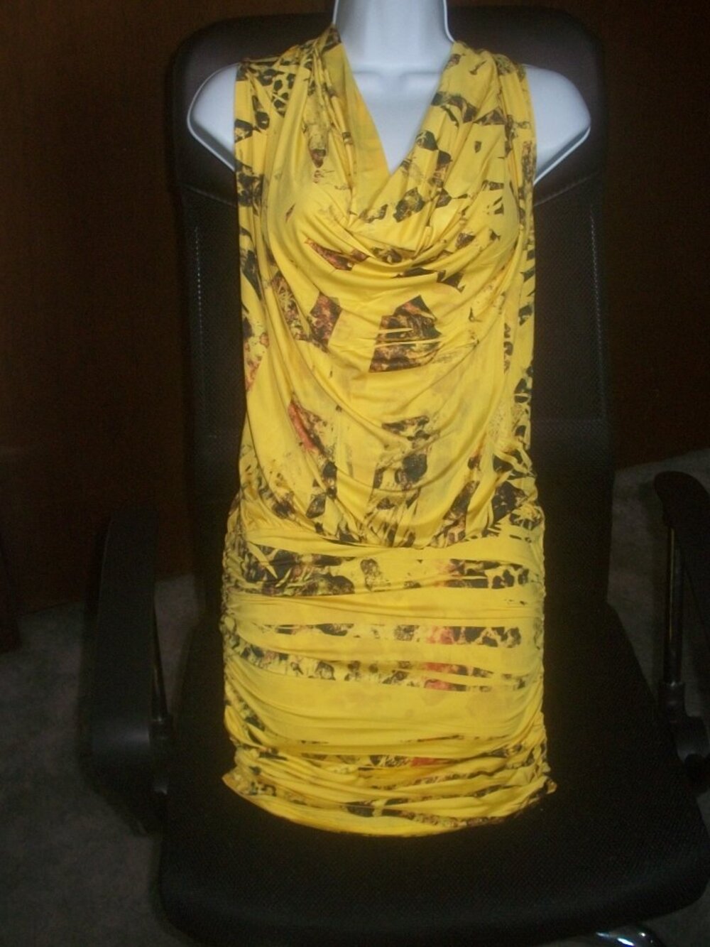 womens dropped waist mini dress.strappy open back.size large
